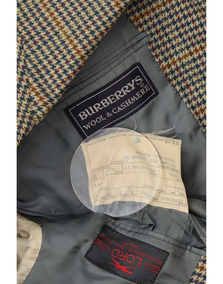 Burberrys Giacca blazer da uomo a 1 bottone IT 50 Large blu pied de poule in lana