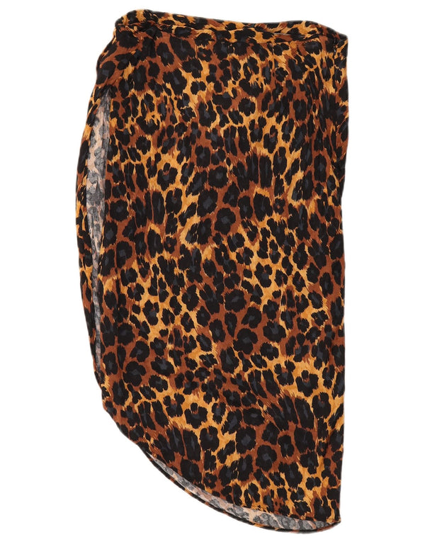 Gonna asimmetrica Zara da donna media W28 viscosa stampa animalier marrone