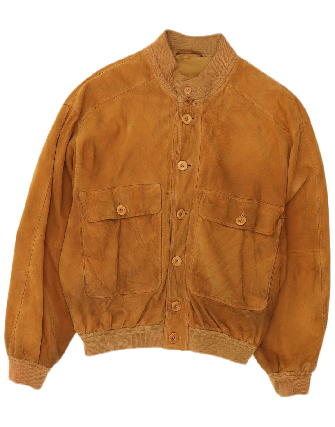 Giubbotto Bomber Uomo in Pelle Scamosciata Vittorio Forti IT 50 Large Pelle Beige