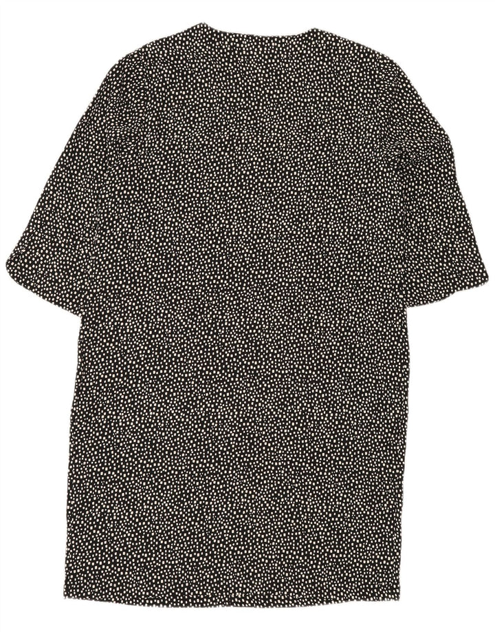 MARKS & SPENCER Abito a trapezio da donna UK 14 Grande poliestere geometrico nero