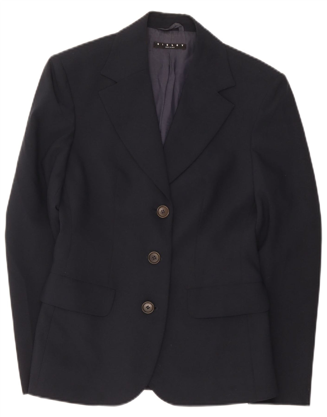 Giacca blazer a 3 bottoni da donna Sisley IT 40 piccola in poliestere blu navy