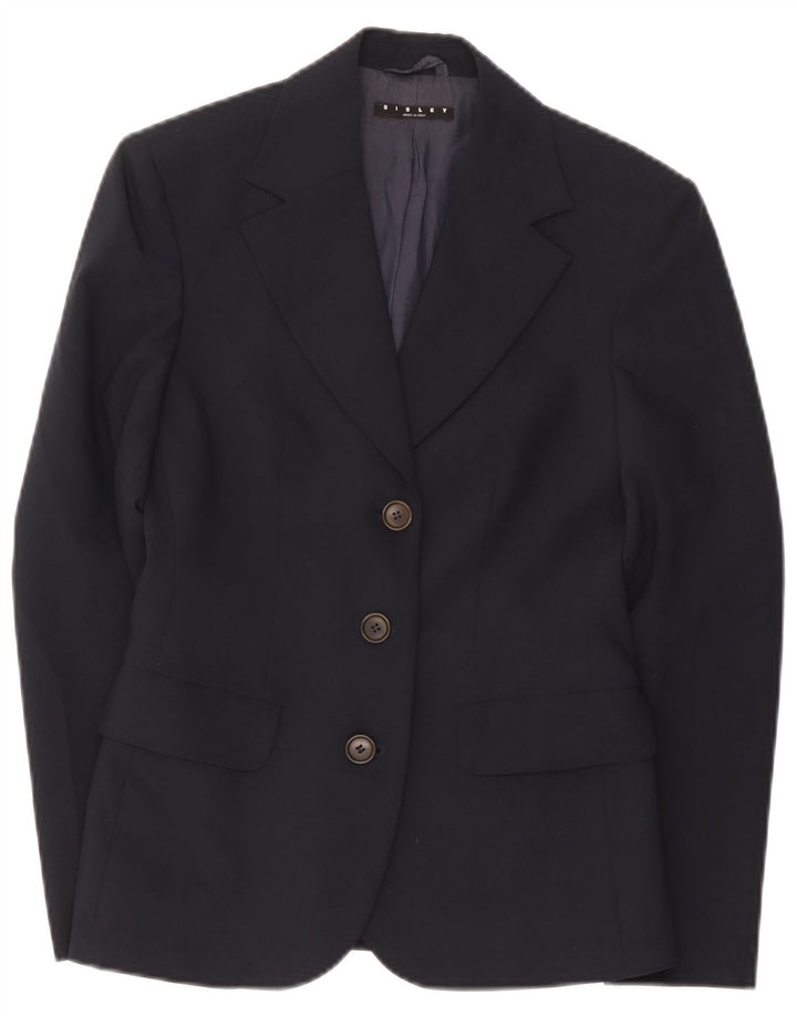 Giacca blazer a 3 bottoni da donna Sisley IT 40 piccola in poliestere blu navy