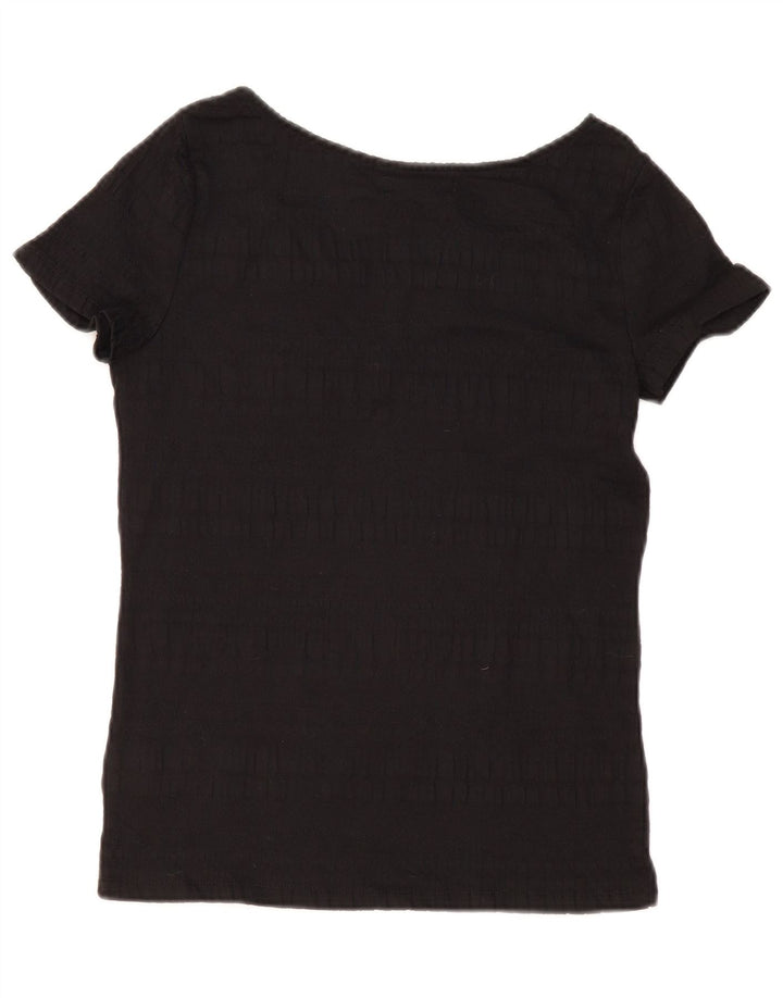 Top camicetta da donna RALPH LAUREN UK 12 cotone nero medio