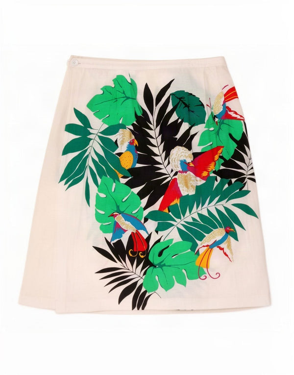 Gonna a portafoglio hawaiana vintage da donna W30 floreale bianco medio