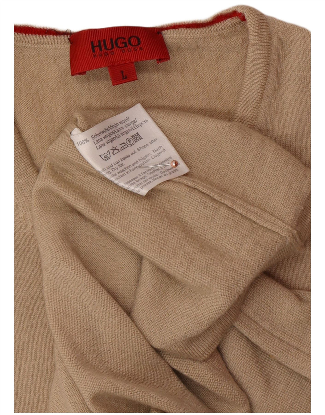 Canotta da uomo HUGO BOSS grande in lana vergine beige