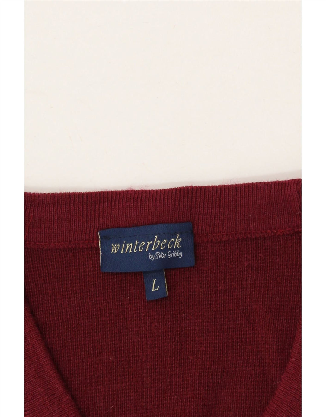 PETER GRIBBY Mens V-Neck Jumper Sweater Large Maroon Acrylic Vintage Peter Gribby and Second-Hand Peter Gribby from Messina Hembry 