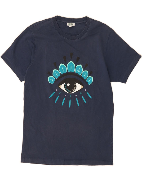KENZO Mens Graphic T-Shirt Top Small Navy Blue Cotton