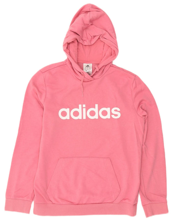Felpa con cappuccio grafica da donna Adidas UK 12/14 Cotone rosa medio