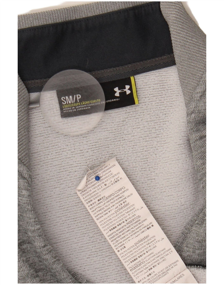 Felpa da uomo Under Armour con collo con zip, maglione piccolo in poliestere grigio
