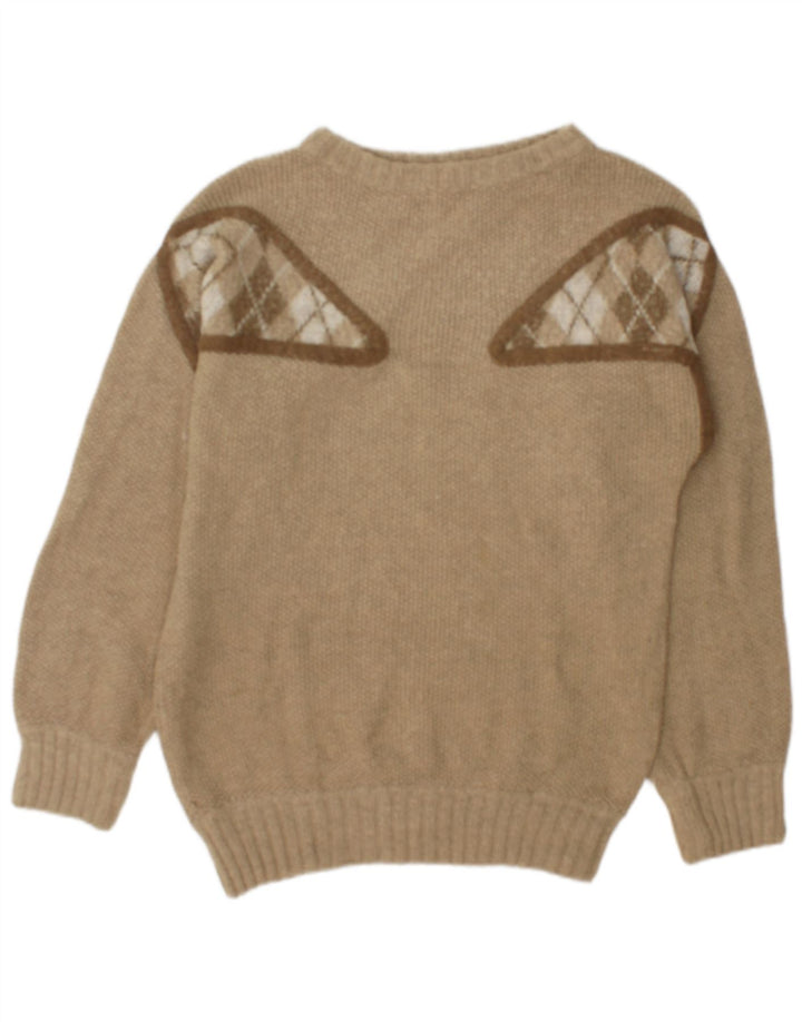 Maglione vintage da uomo con scollo a barca verde medio geometrico