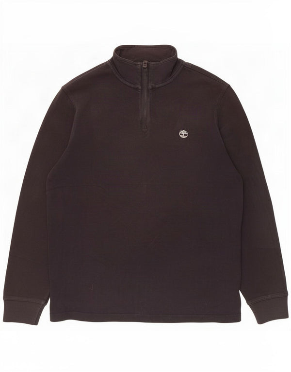 Timberland Top da uomo con zip e collo a maniche lunghe piccolo in cotone blu navy