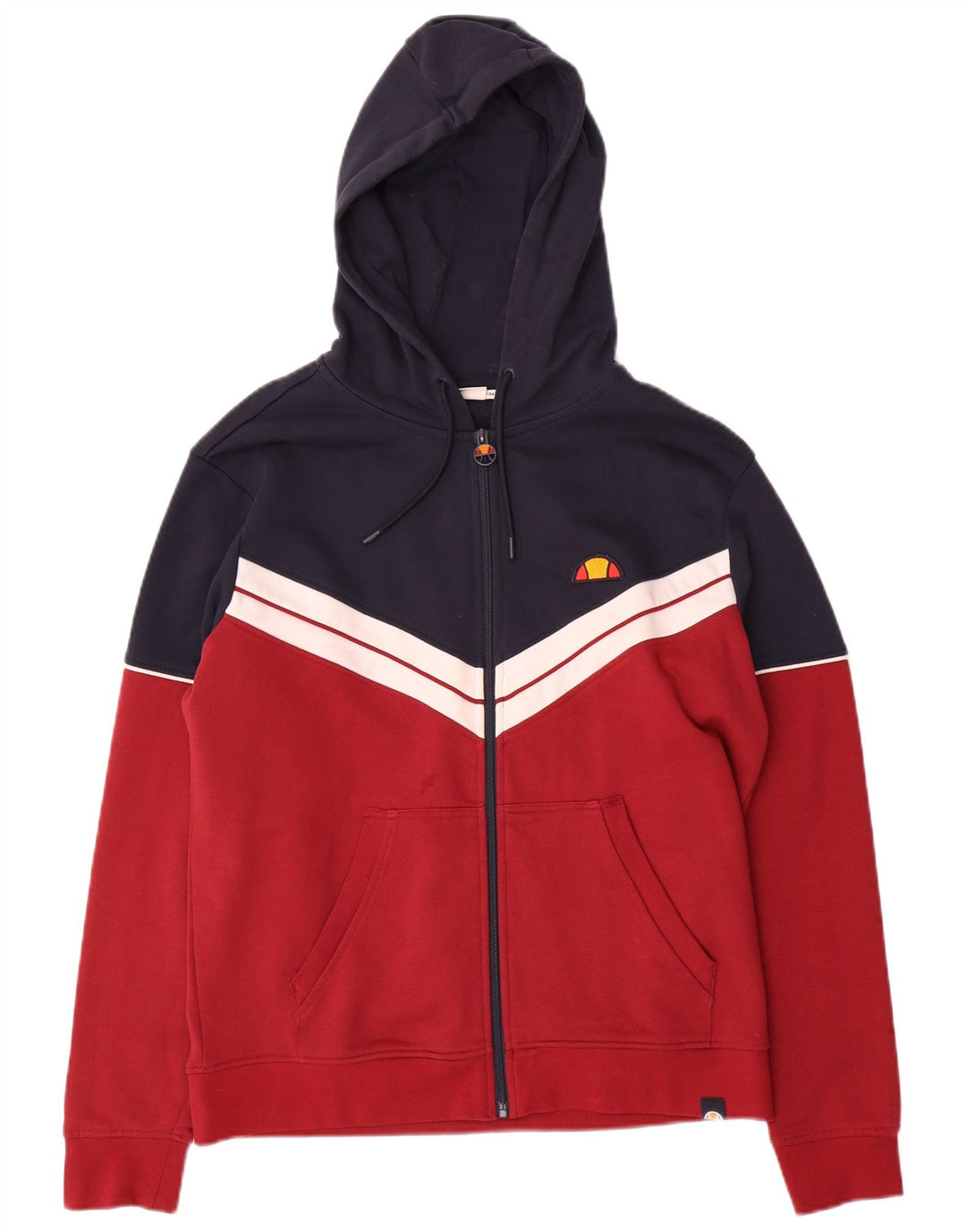 ELLESSE Maglione con cappuccio e zip da uomo in cotone color block rosso medio