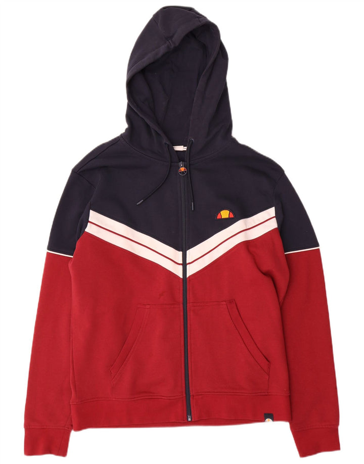 ELLESSE Maglione con cappuccio e zip da uomo in cotone color block rosso medio