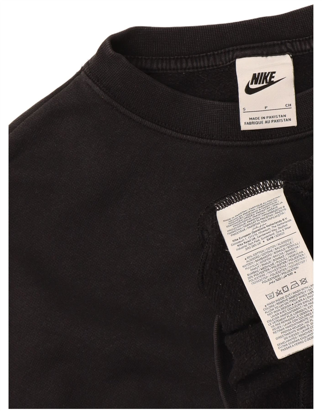 Felpa corta oversize da donna Nike, maglione UK 10, piccola, cotone nero