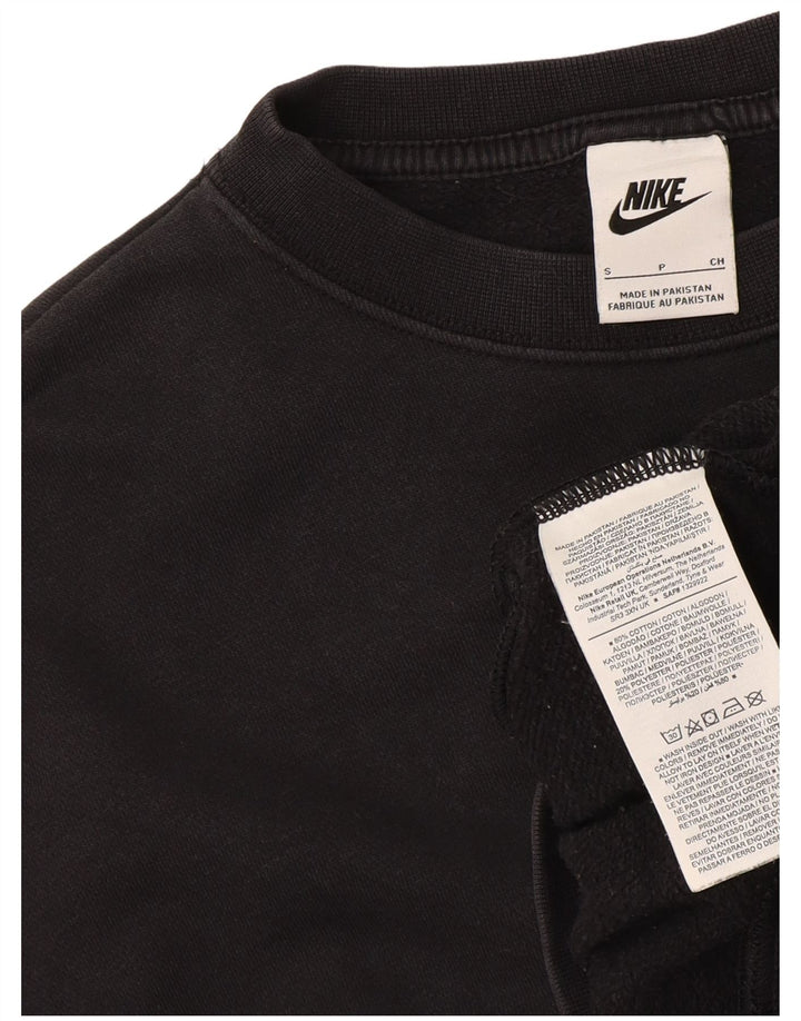Felpa corta oversize da donna Nike, maglione UK 10, piccola, cotone nero