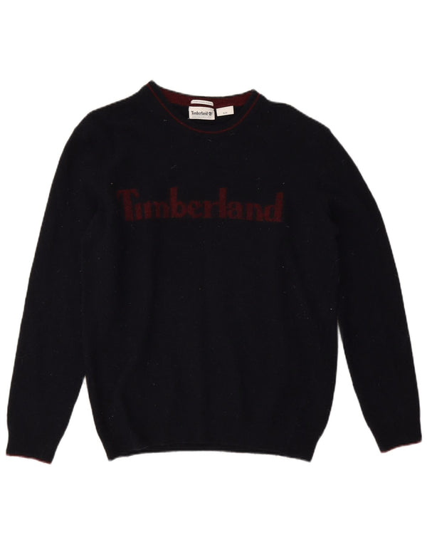 Maglione maglione girocollo con grafica da donna Timberland UK 14 medio blu navy