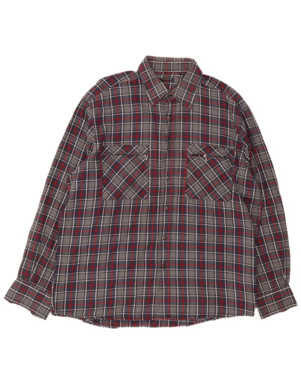 SEA BARRIER Camicia in flanella da uomo XL in cotone a quadri grigi