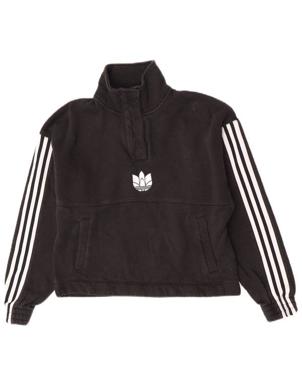 Felpa corta da donna Adidas UK 10 Small Black Colourblock