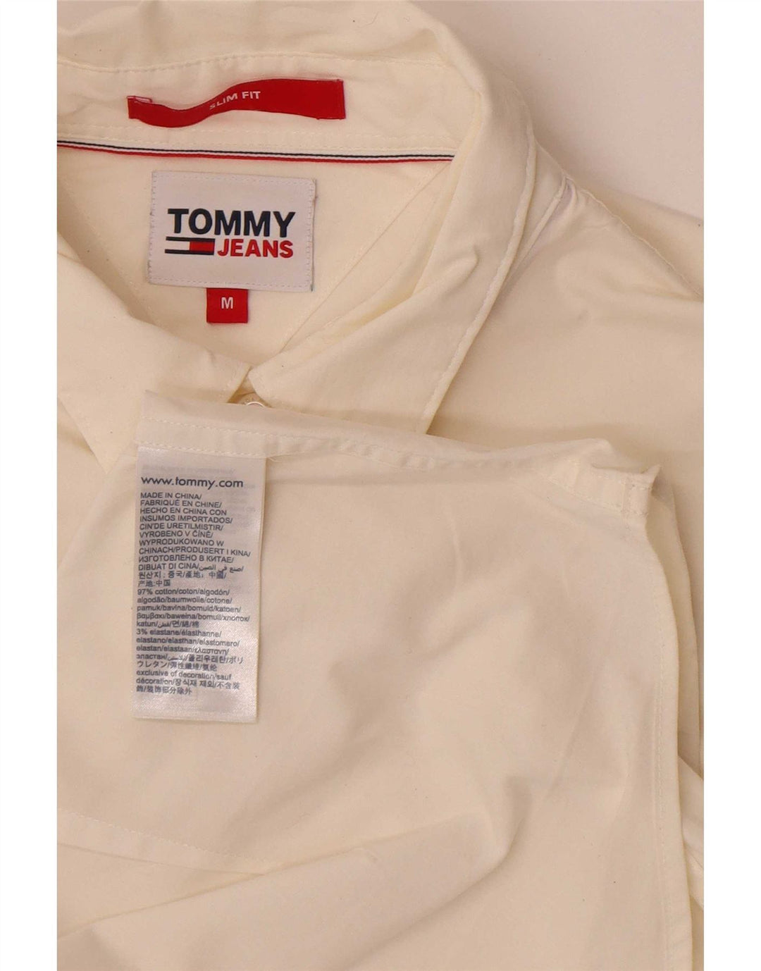 Camicia slim fit da uomo Tommy Hilfiger in cotone bianco sporco medio