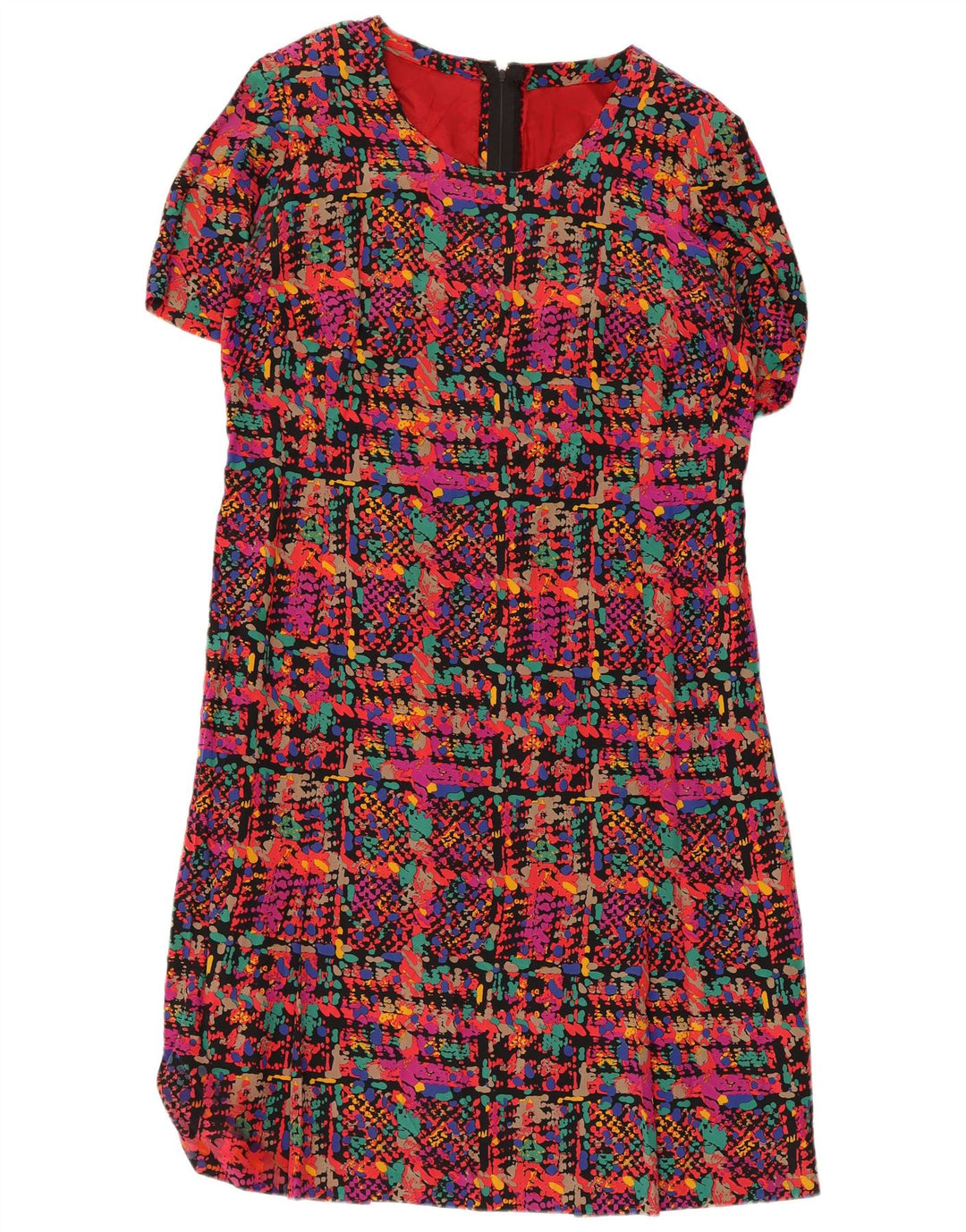 Abito tubino vintage da donna UK 14 medio multicolore maculato