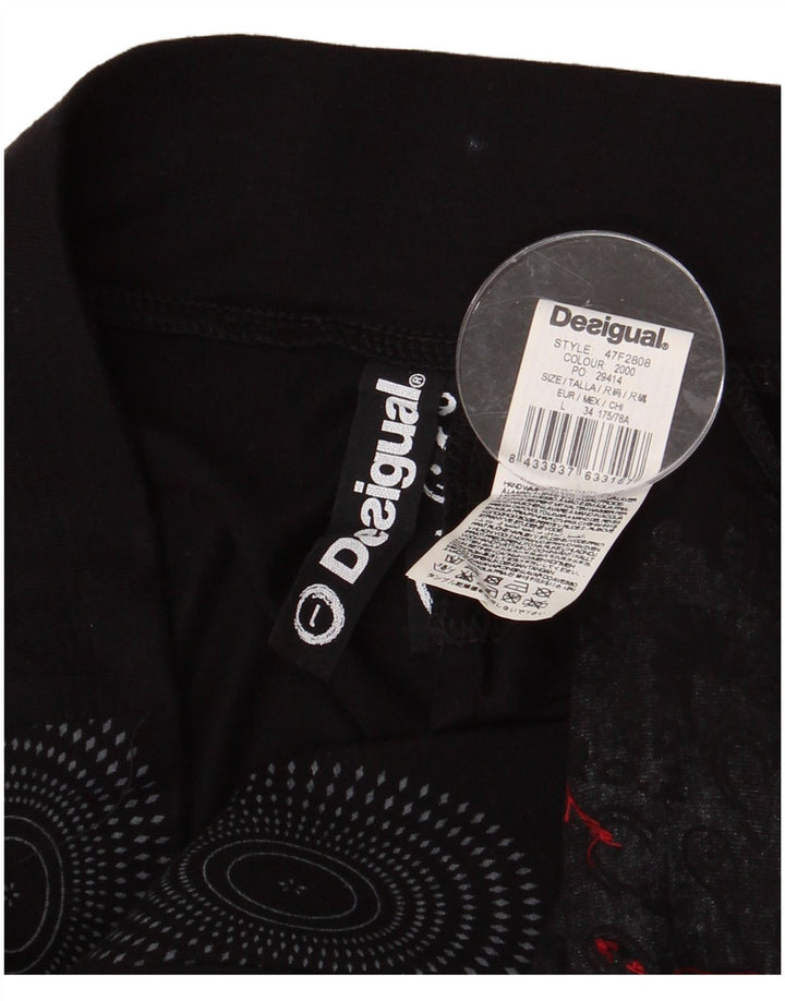 DESIGUAL Gonna a trapezio grafica asimmetrica da donna grande W32 nera floreale