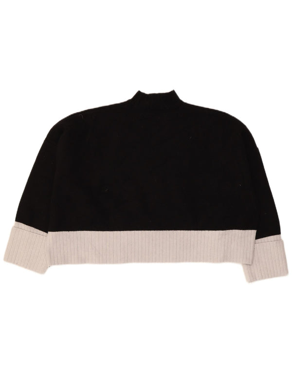 Maglione corto con collo alto da donna Zara UK 20 2XL Blocco colore nero