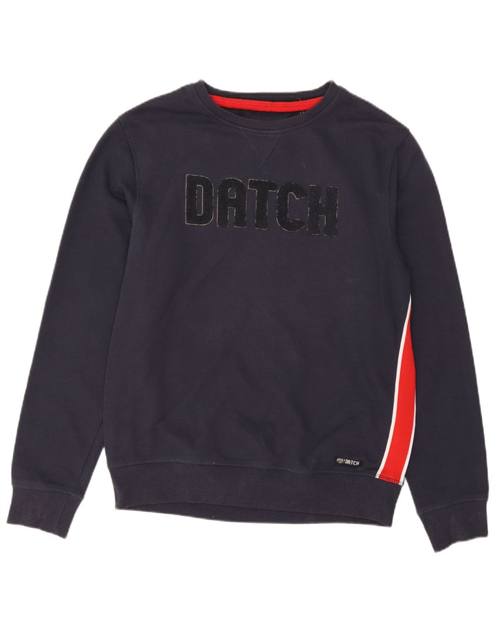 Felpa grafica da uomo Datch, maglione grande, cotone blu navy