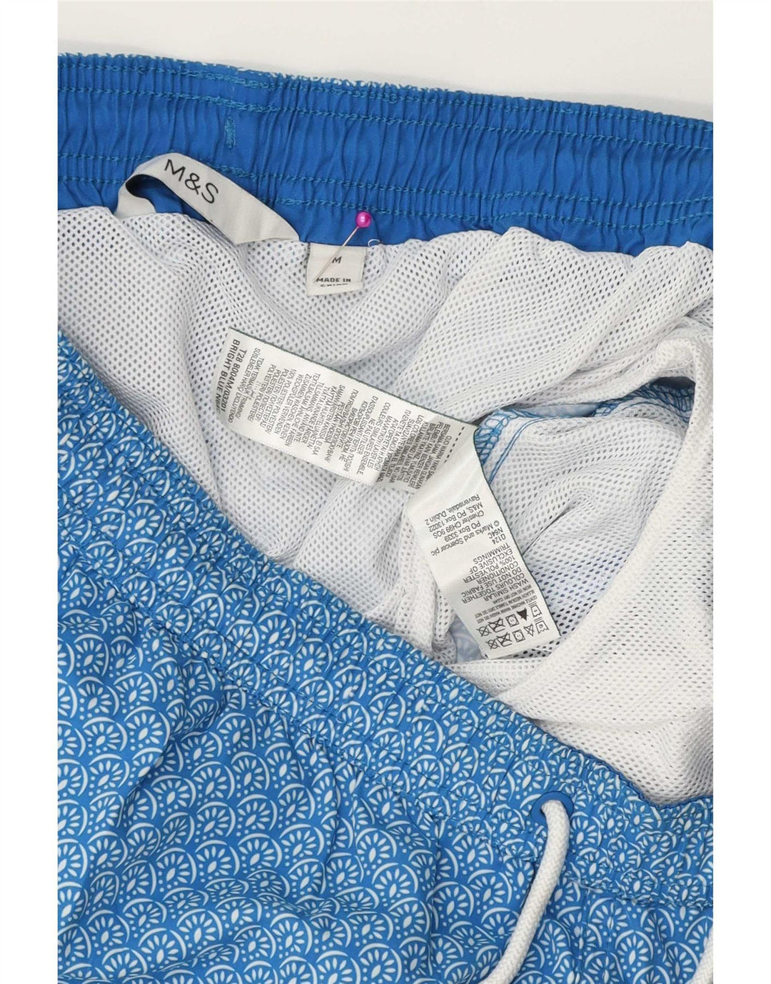Pantaloncini da bagno da uomo Marks & Spencer poliestere floreale blu medio