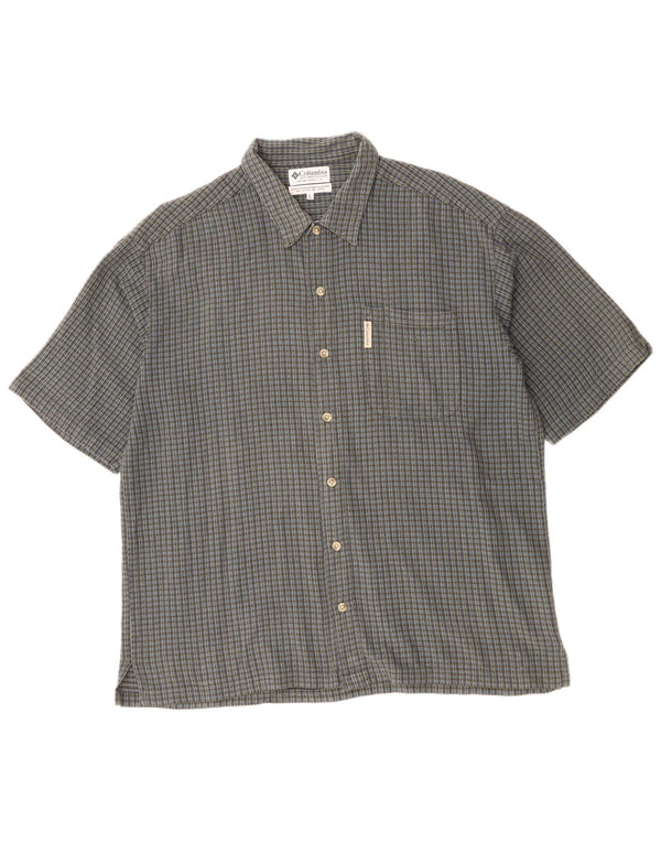 Camicia a maniche corte da uomo Columbia in cotone a quadri grigi grandi