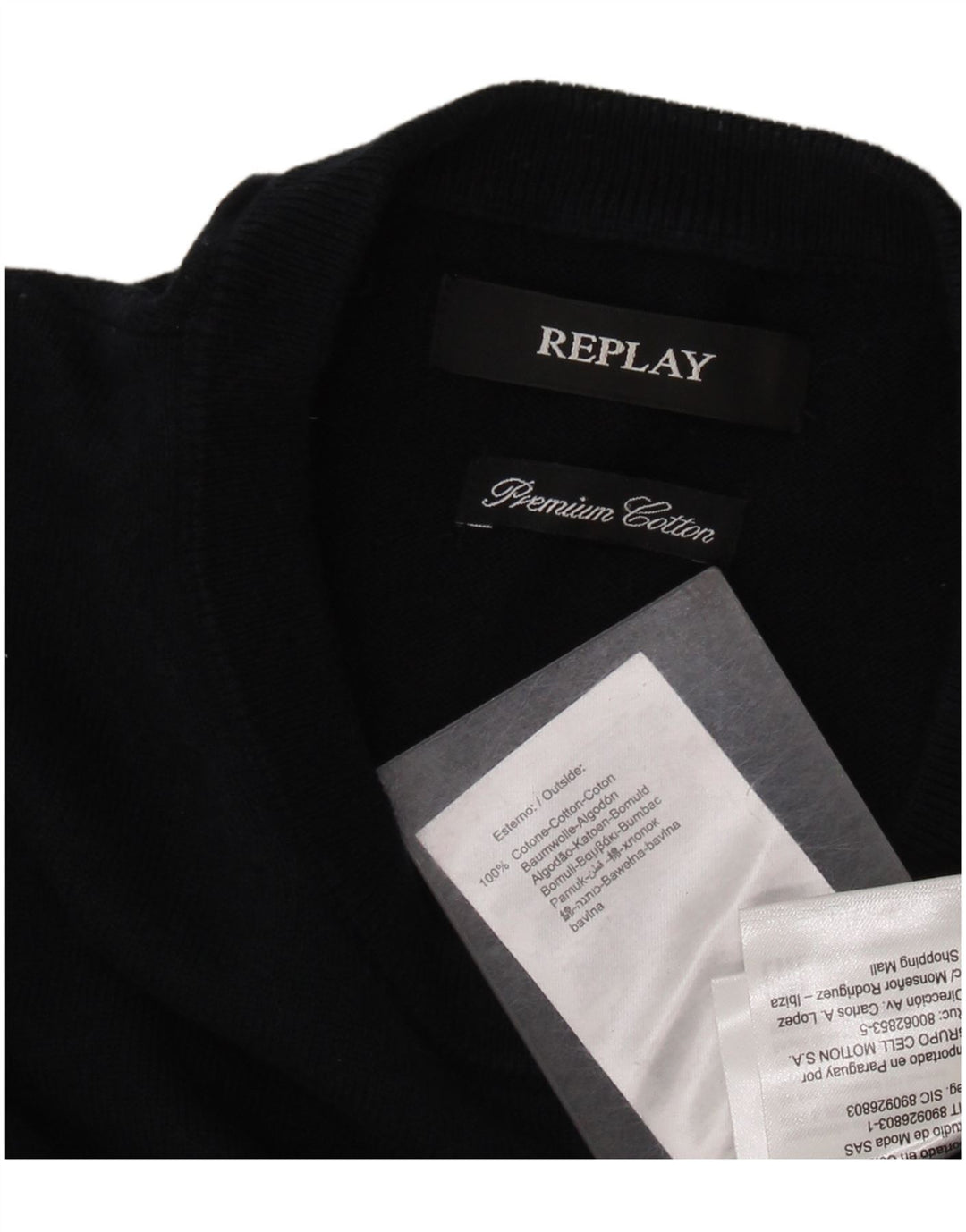 REPLAY Maglione maglione girocollo da uomo grande in cotone blu navy