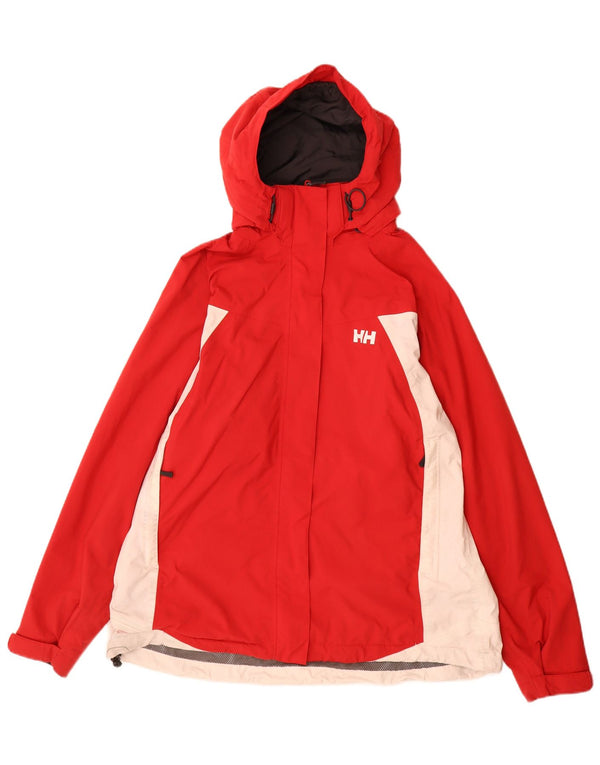 HELLY HANSEN Giacca antipioggia da donna con cappuccio UK 18 XL Poliestere color block rosso
