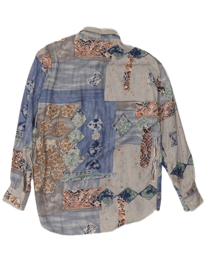Camicia Kantaros Uomo Piccola Patchwork Blu In Viscosa