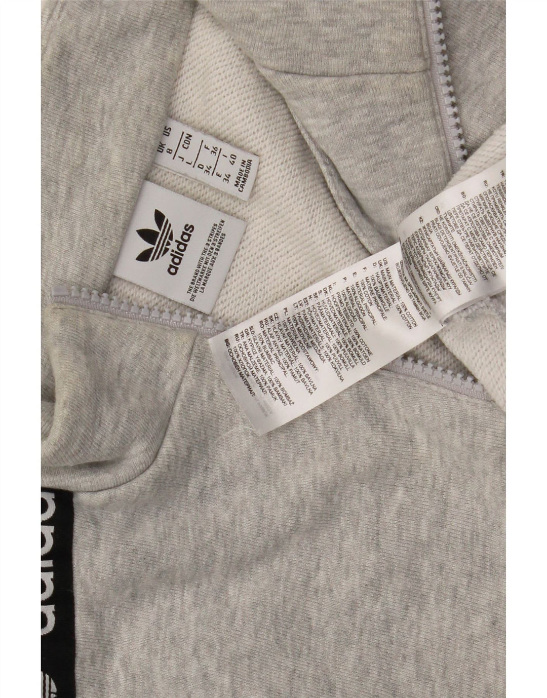 Adidas Donna Felpa con Collo con Zip Grafica Oversize Maglione UK 8 Piccolo Grigio