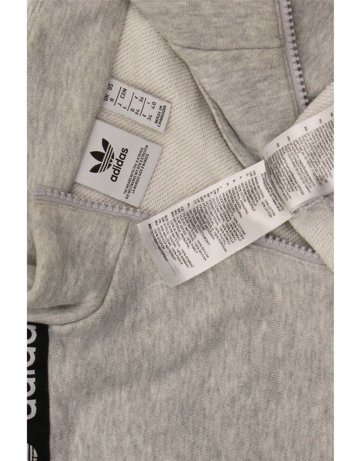 Adidas Donna Felpa con Collo con Zip Grafica Oversize Maglione UK 8 Piccolo Grigio