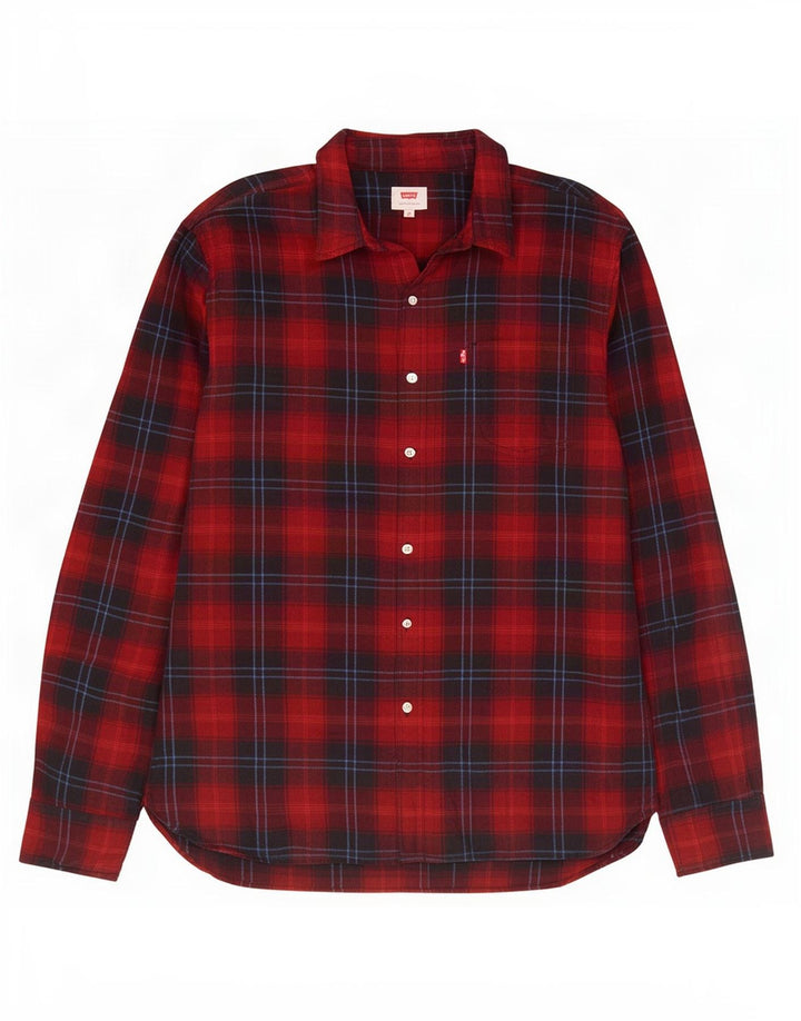 Camicia Levi's da uomo in flanella di cotone a quadri rossi medi