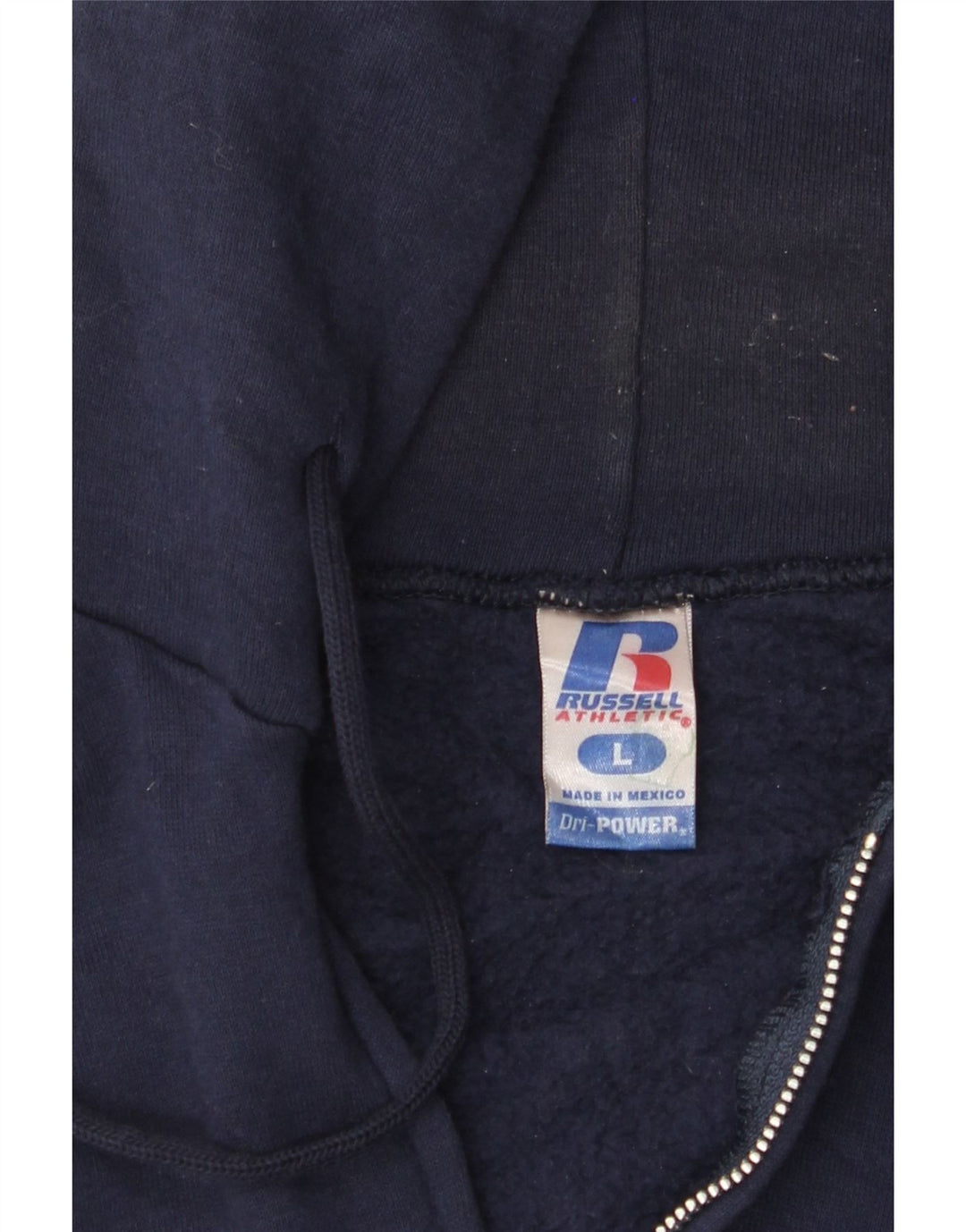 RUSSELL ATHLETIC Maglione con cappuccio e zip Dri-Power da uomo di grandi dimensioni in cotone blu navy