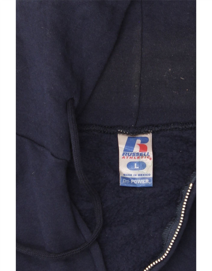 RUSSELL ATHLETIC Maglione con cappuccio e zip Dri-Power da uomo di grandi dimensioni in cotone blu navy