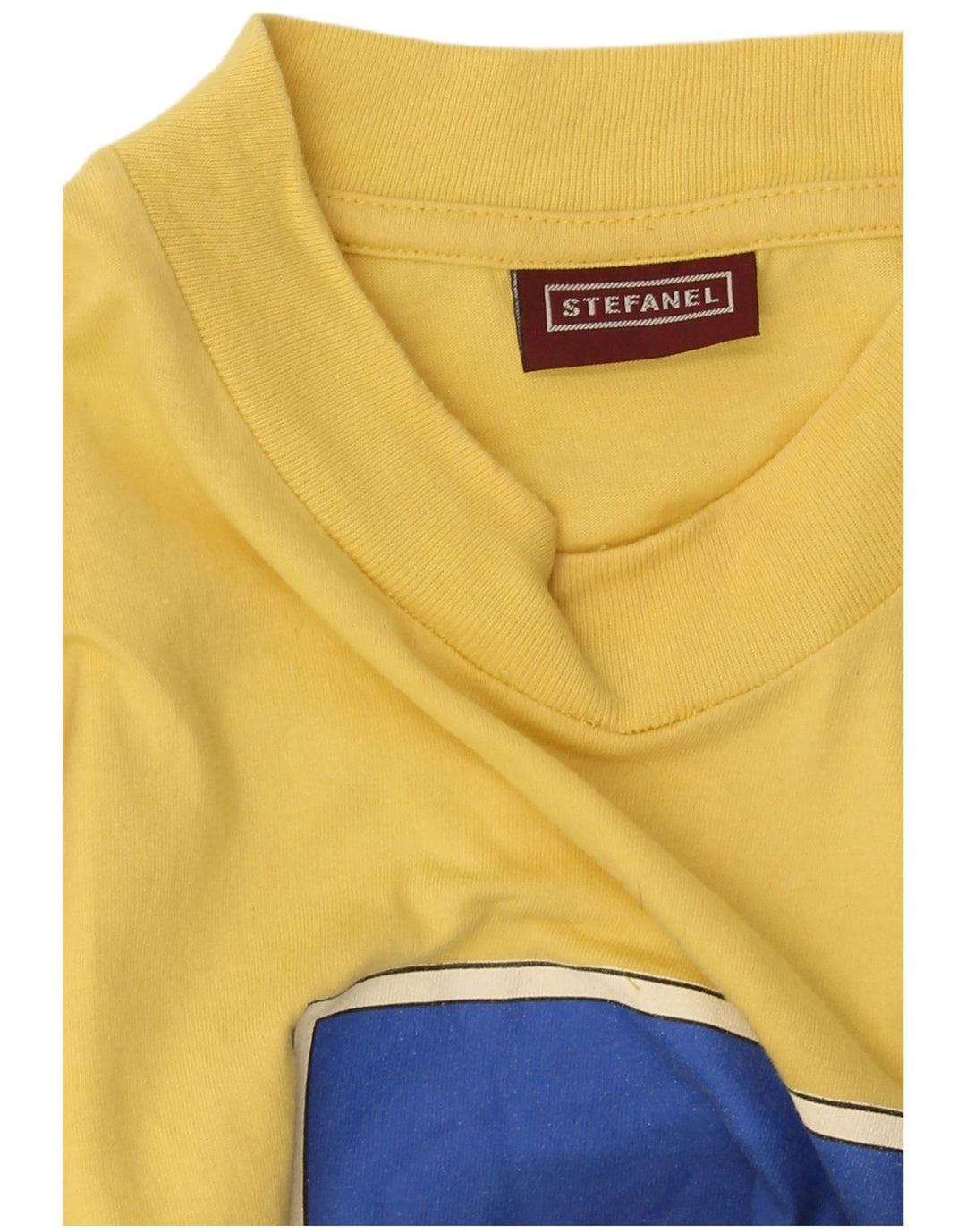 Stefanel T-shirt grafica da uomo grande in cotone giallo