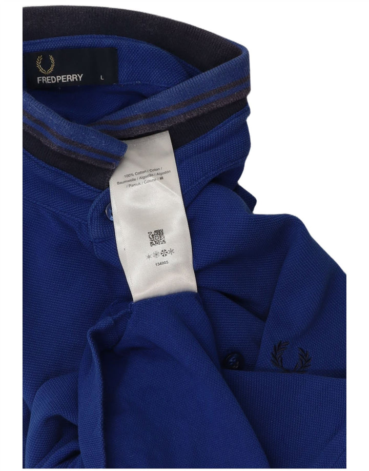 Polo da uomo Fred Perry in cotone a righe grandi blu