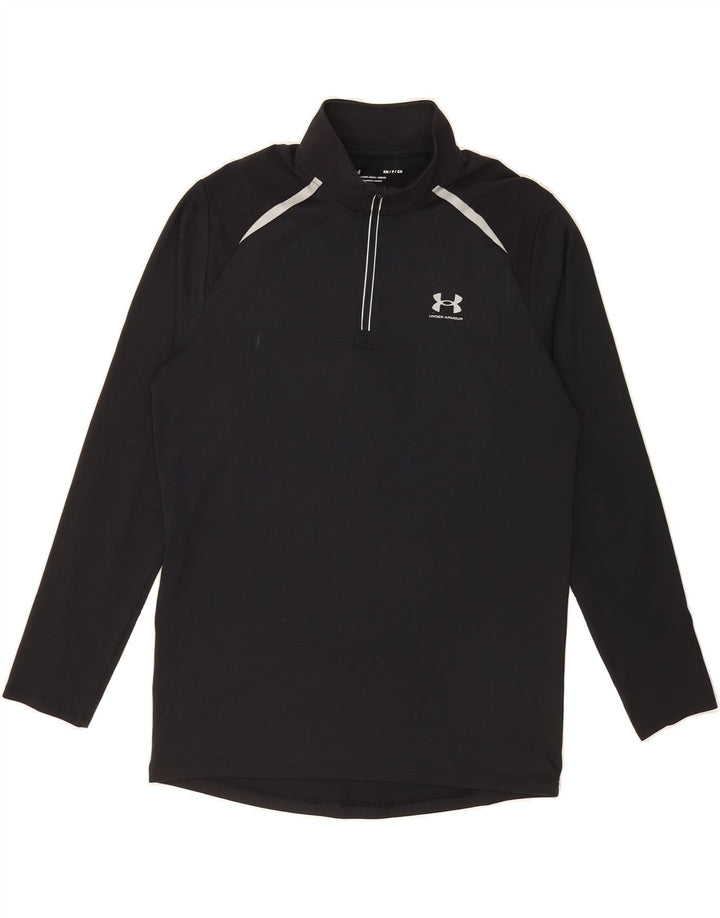 UNDER ARMOUR Mens Zip Neck Pullover Tracksuit Top Small Black Polyester Vintage Under Armour and Second-Hand Under Armour from Messina Hembry 