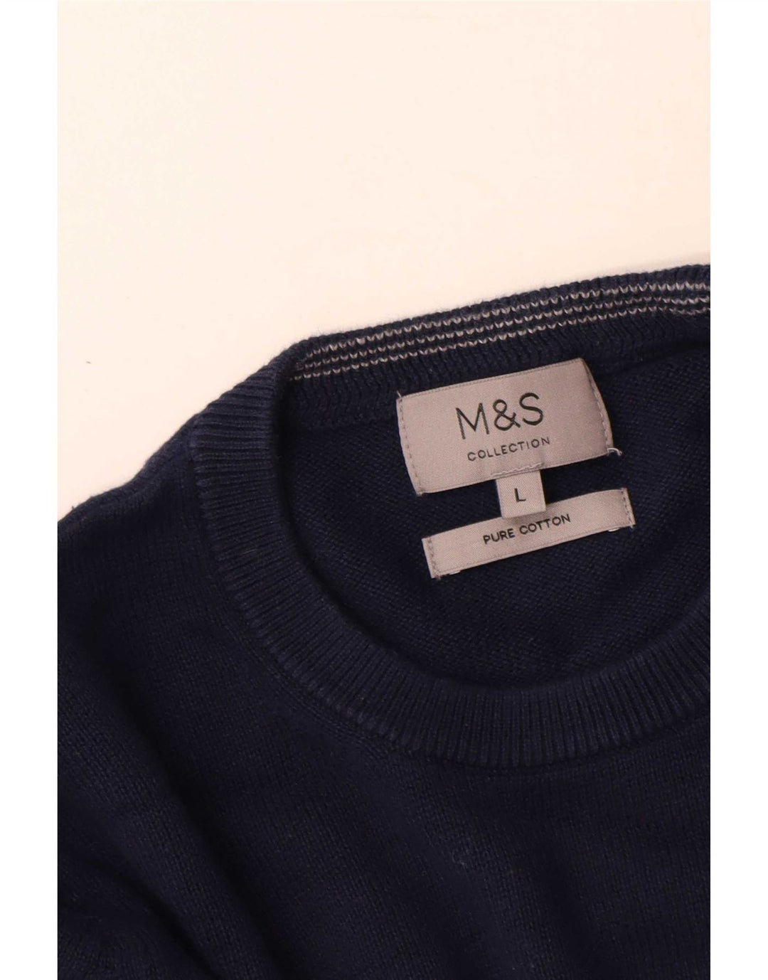 Maglione maglione girocollo da uomo Marks & Spencer grande cotone blu navy