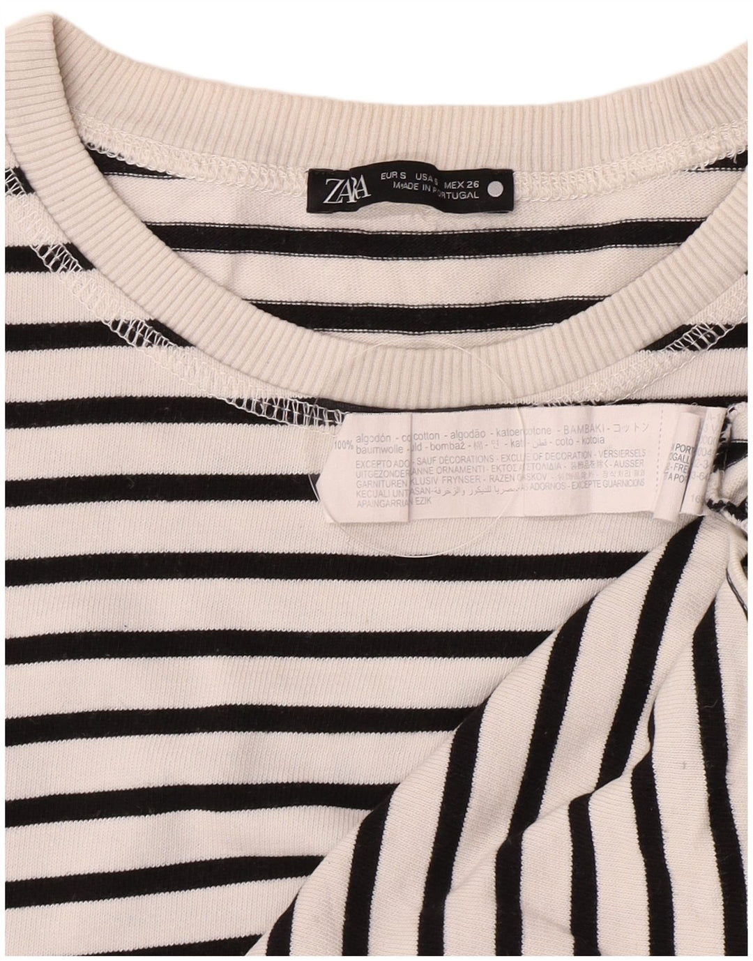 Top Zara da donna a maniche lunghe UK 10 piccolo cotone a righe bianche