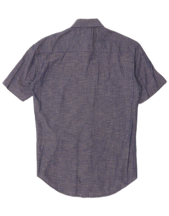 Camicia a maniche corte da uomo Carrera in cotone a quadri blu navy medio