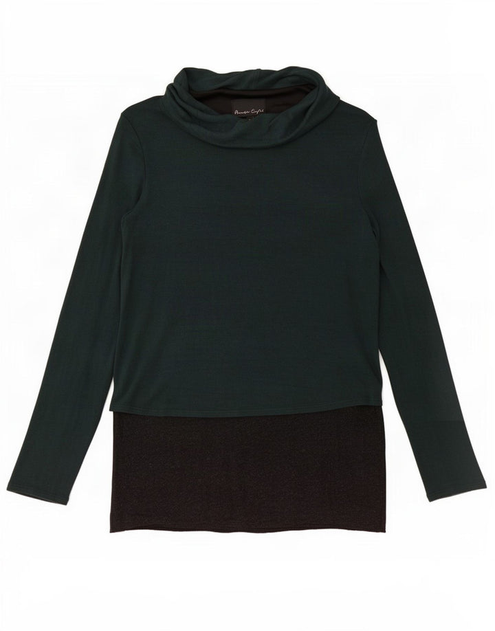 Top da donna a maniche lunghe Phase Eight UK 12 Viscosa color block verde medio
