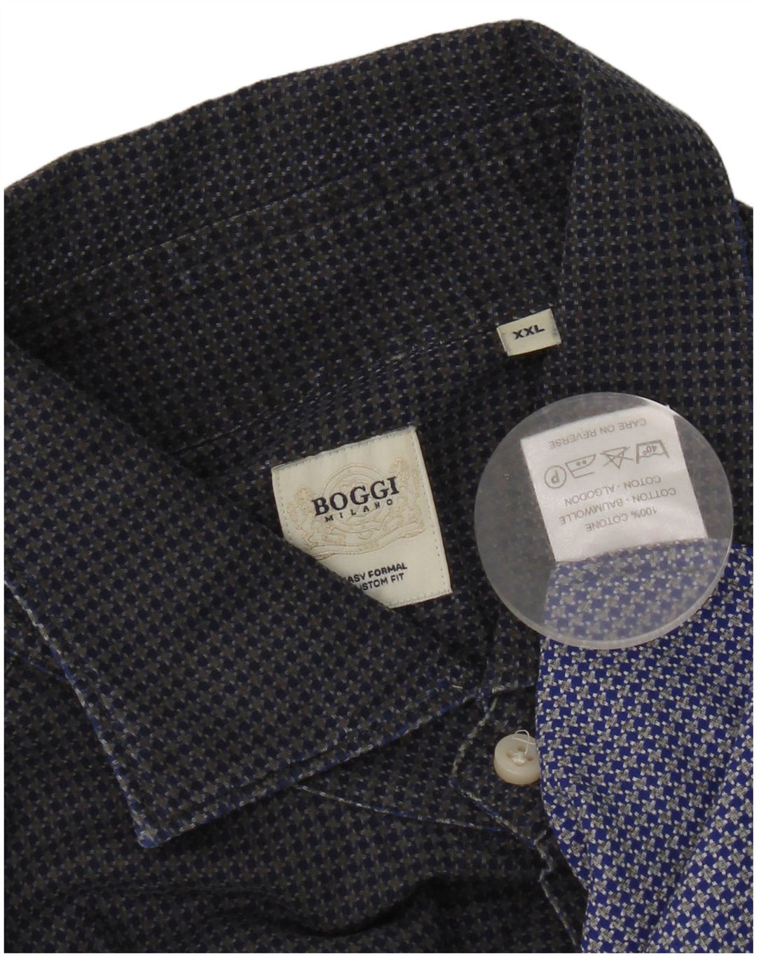 Camicia BOOGIE da uomo Milano Custom Fit 2XL Cotone pied de poule blu navy