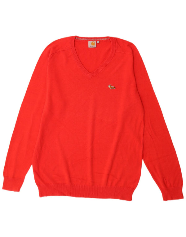 Maglione da uomo con scollo a V Carhartt grande cotone rosso