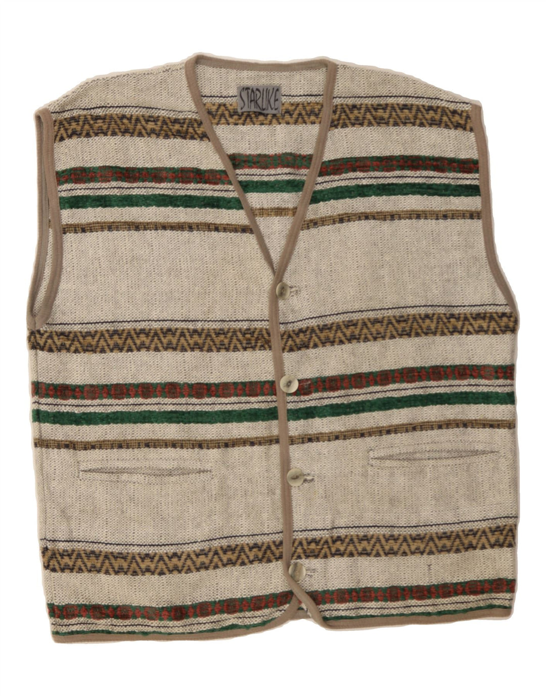 VINTAGE Mens Gilet UK 40 Large Grey Fair Isle Wool Vintage Vintage and Second-Hand Vintage from Messina Hembry 