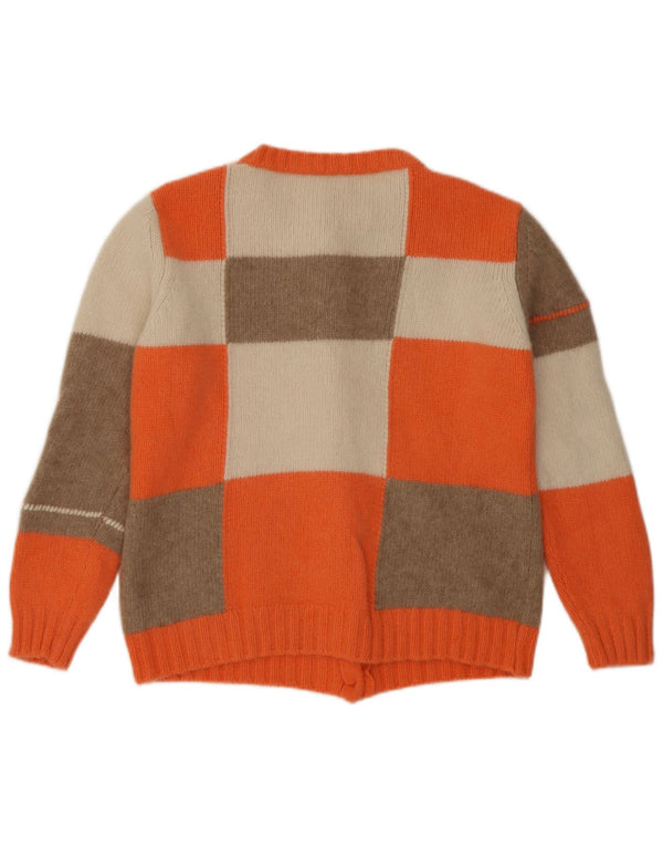 Maglione cardigan da donna Madeleine UK 18/20 XL Cashmere color block arancione