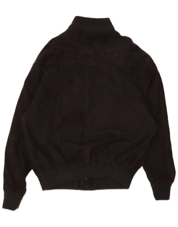 Giubbotto bomber vintage in pelle scamosciata da uomo IT 52 XL in pelle nera