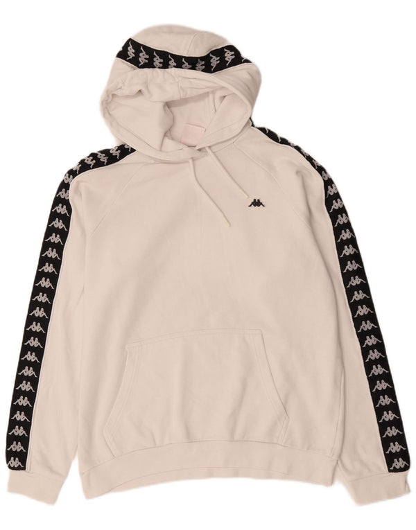 Maglione con cappuccio grafico da uomo Kappa in cotone color block bianco medio
